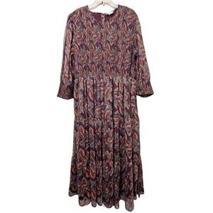 Girl Soul Tiered Paisley Print Western Cottagecore Maxi Dress Size 2X Brown